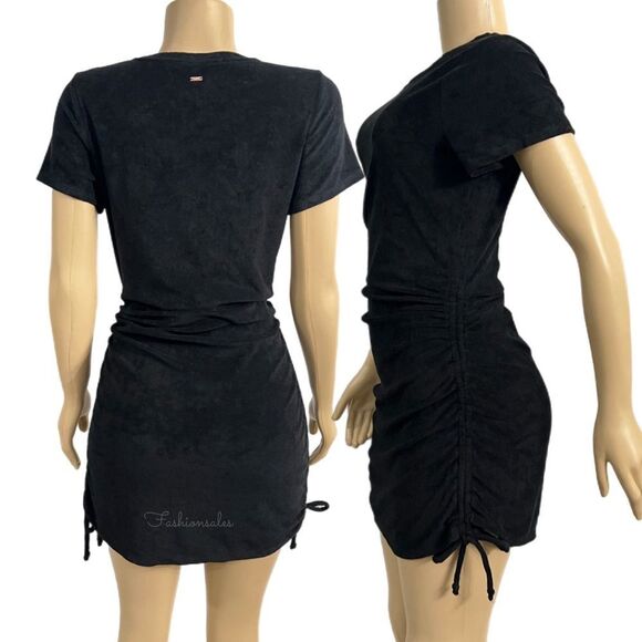 Victorias Secret Pink Beach Terry Ruched Sides Dress Black Xsmall - Picture 10 of 10